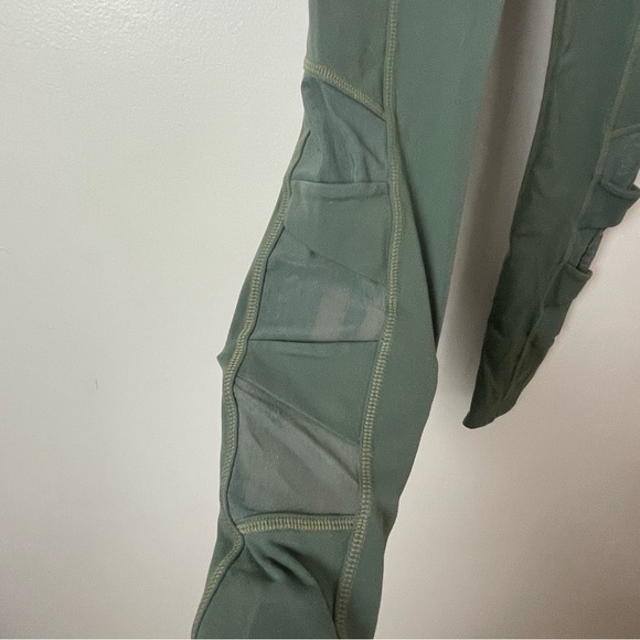 Athleta Leggings Yoga Pants Mesh Ankle Detail Army Green Size Small - Picture 2 of 8